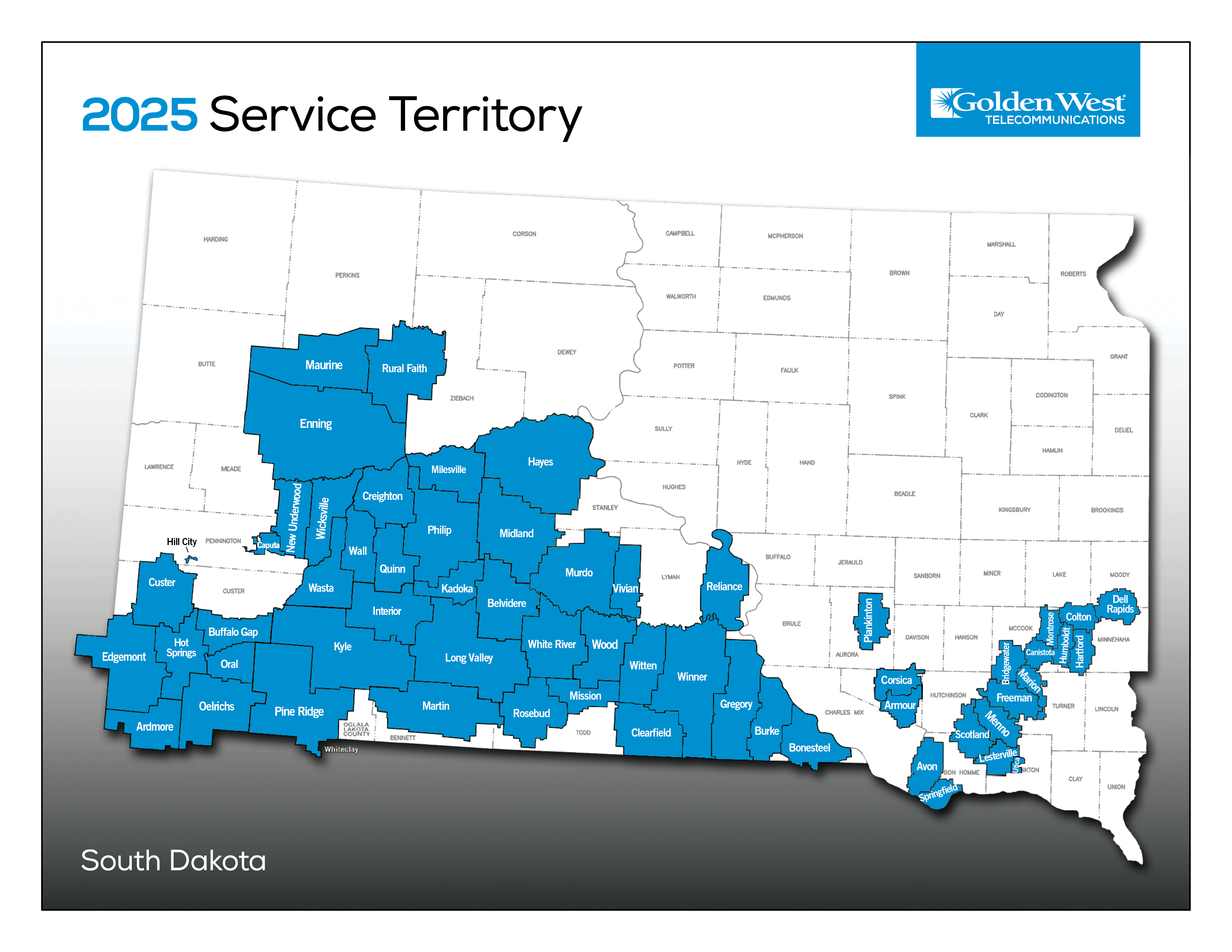 2025 Golden West Service Territory Map