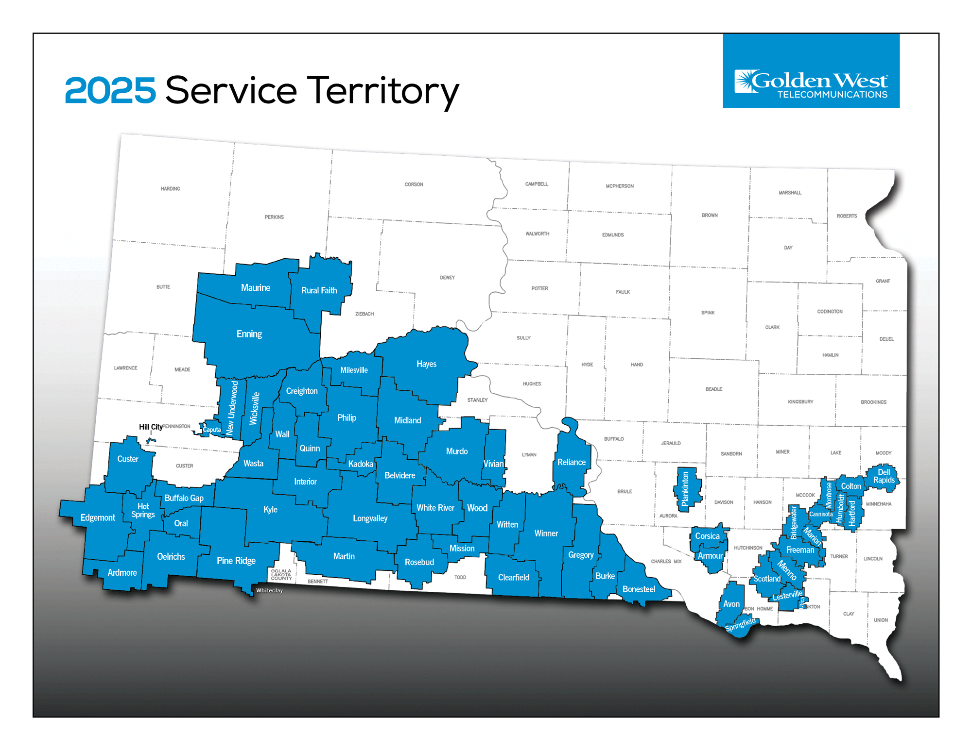 2025 Golden West Service Territory Map